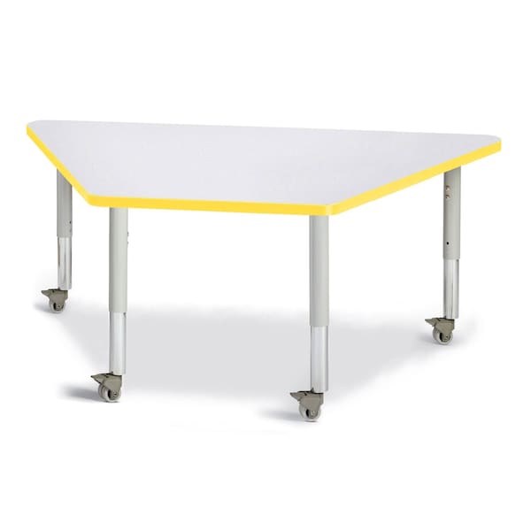 Berries Trapezoid Activity Tables, 30 in. x 60 in., Mobile, Freckled Gray/Yellow/Gray